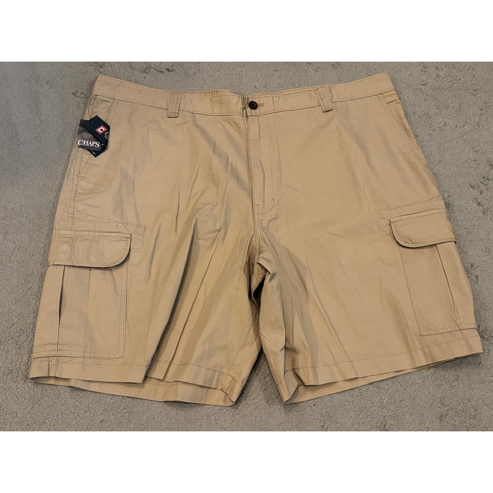 Chaps Mens Khaki Tan Ripstop Cargo Shorts Size 46 New With Tags